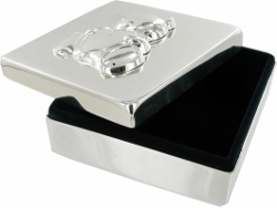 ENG08S- Silver Plated Square Box with Bear